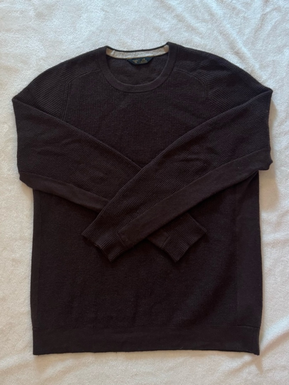 RHONE Men's Walden Waffle Wool/Cashmere Crewneck Sweater Brown L